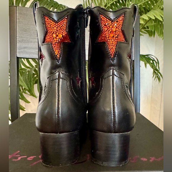 Betsey Johnson Edison Black Rhinestone Star Women's Boots  Size 8.5 - Picture 4 of 10